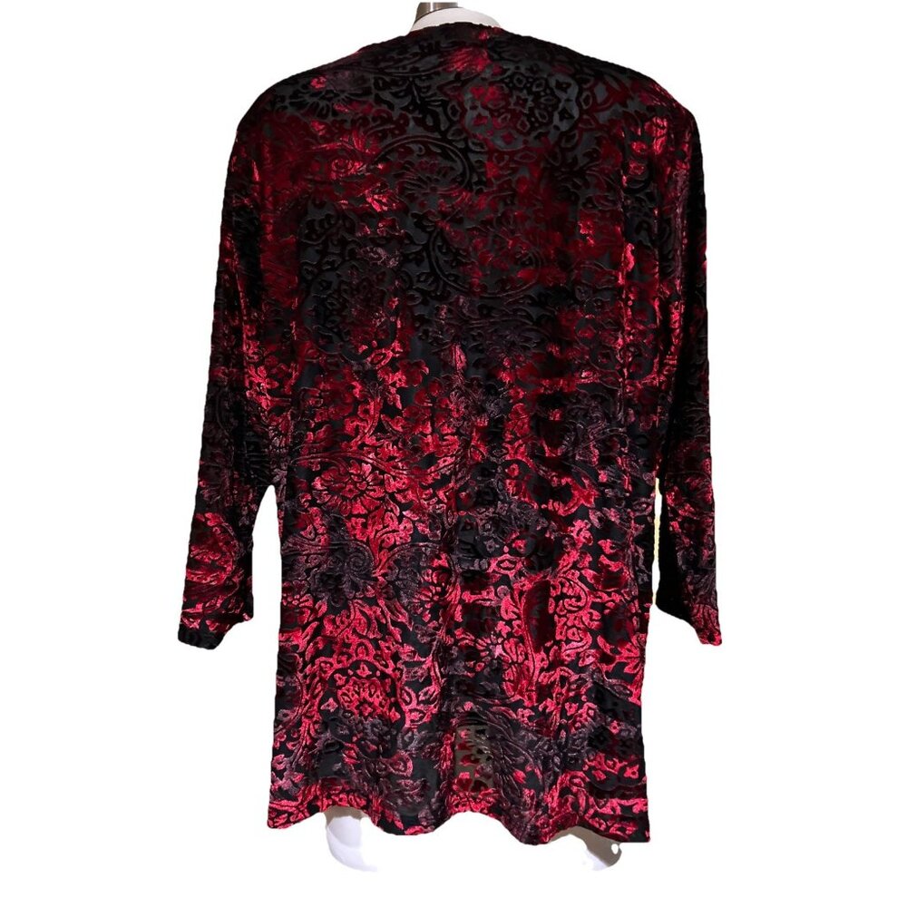 Dress Barn Floral Mesh Top Burnout Velvet Gothic Grunge Whimsigoth Y2K Sz 1X - Picture 8 of 12